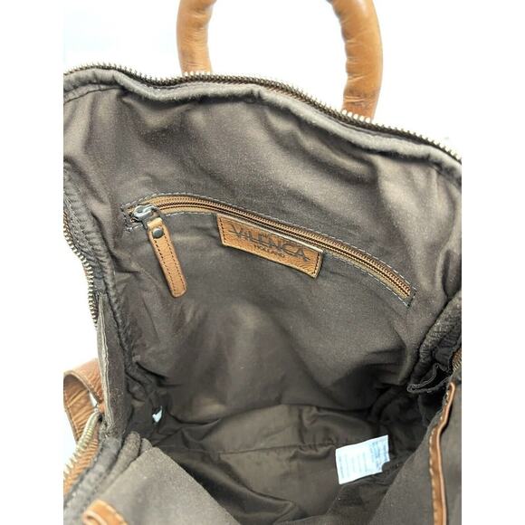 Vilenca Holland Backpack Distressed Leather Woven Braided TK48 Cognac Brown NWT main image 12